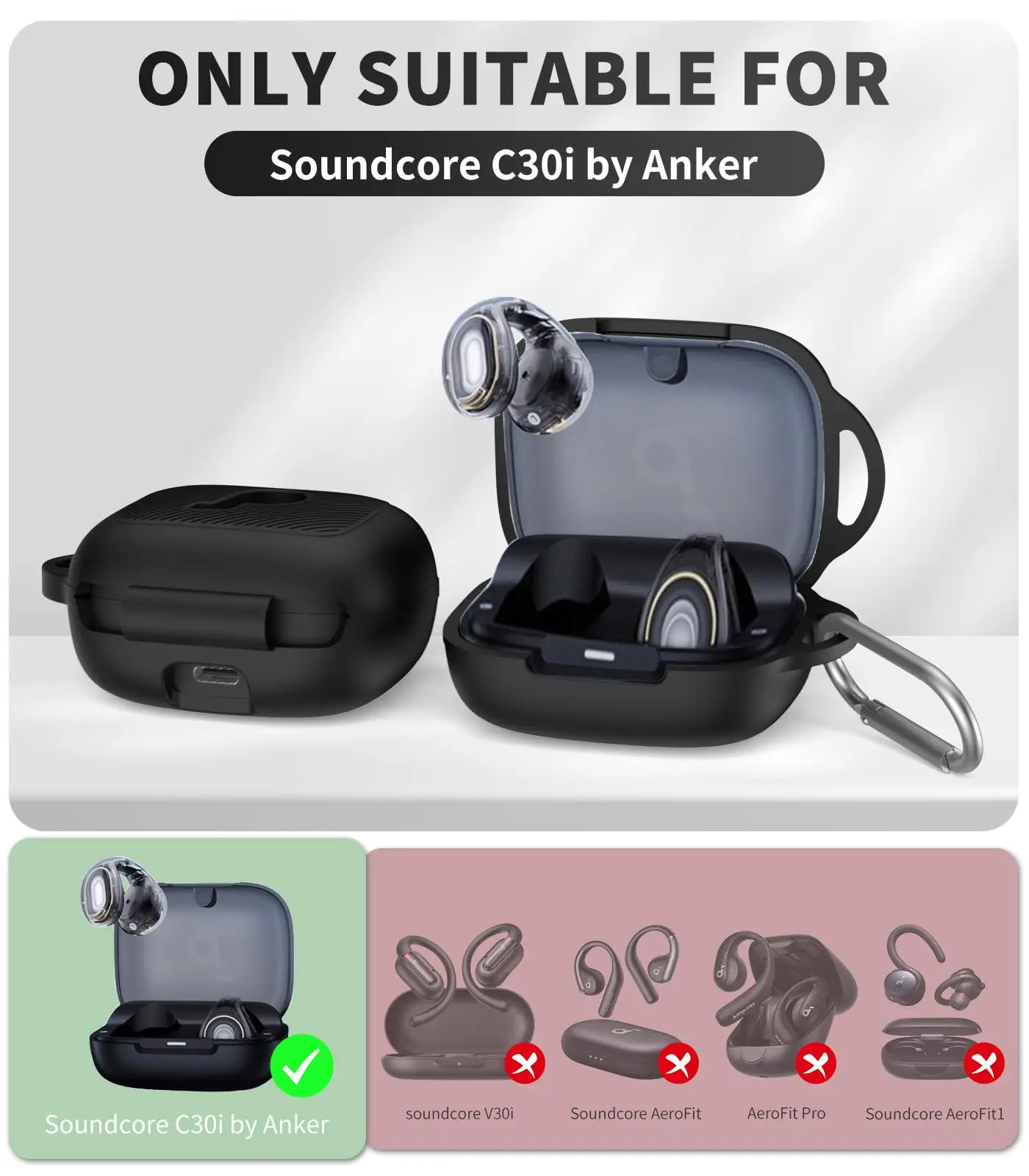 אוזניות Open-Ear אלחוטיות soundcore C30i – עיצוב קליפס פתוח