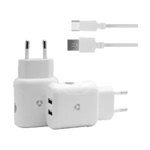 מטען קיר כפול Value 2.1A עם כבל USB-C